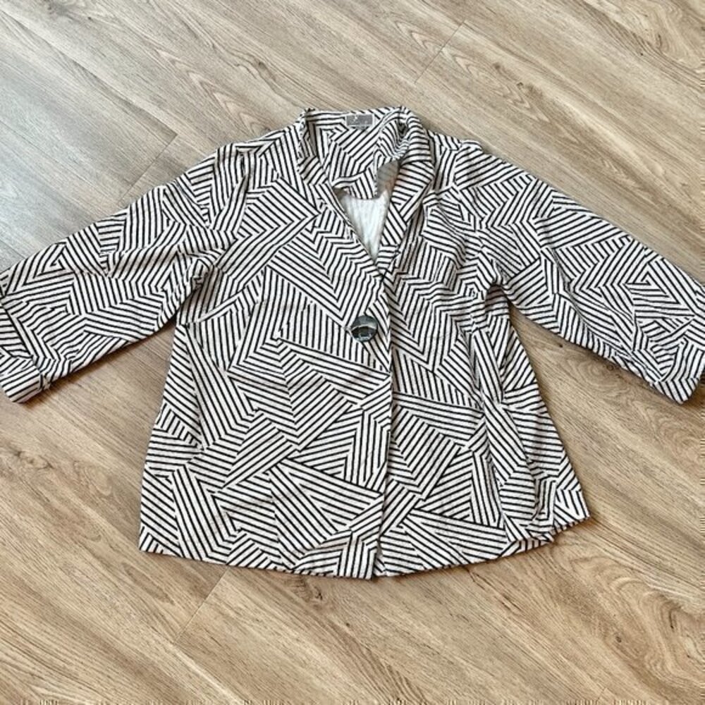 JM Collection Geometric Print Single Button Cardigan Jacket Plus Size 1X